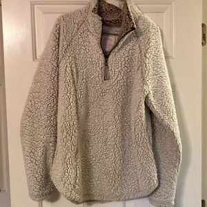 White/tan Sherpa pullover
